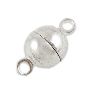 Silver Plated Brass Magnetic Ball Clasp 6mm (5 pcs)