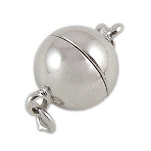 Platinum Plated Brass Magnetic Ball Clasp 8mm (5 pcs)
