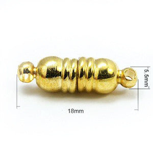 Gold Plated Brass Magnetic Barrel Clasp 6x18mm (5 pcs)