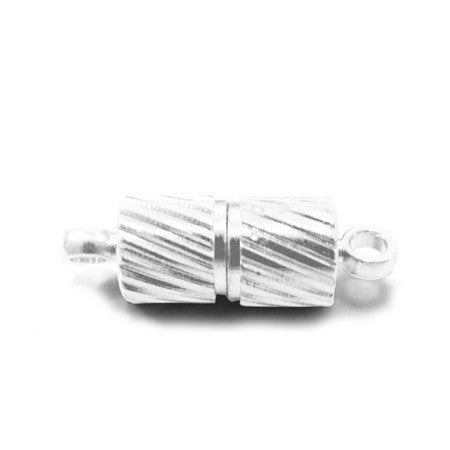Silver Plated Brass Magnetic Twisted Tube Clasp 5x15mm (5 pcs)