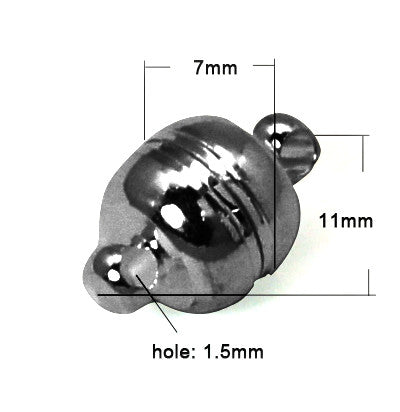 Gun Metal Magnetic Button Clasp 7mm (5 pcs)
