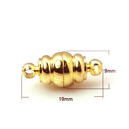 Gold Plated Brass Magnetic Olivary Clasp 9x19mm (3 pcs)
