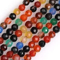 Multicolor Agate Faceted Round Bead 8mm