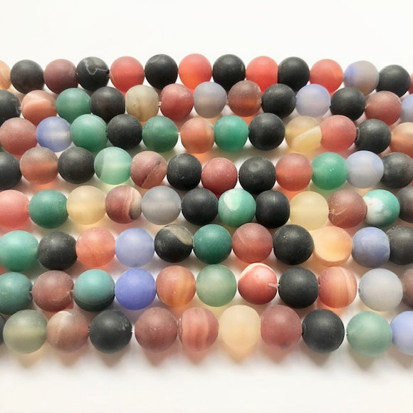 Multicolor Agate Matte Round Bead 10mm