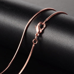 Rose Gold Plated Square Snake Necklace 18" 1mm Thick