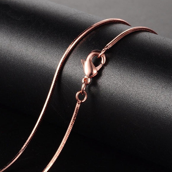 Rose Gold Plated Square Snake Necklace 18