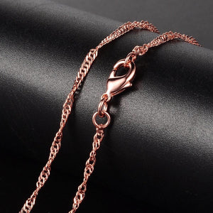 Rose Gold Plated Twisted Curb 2mm Necklace 17"