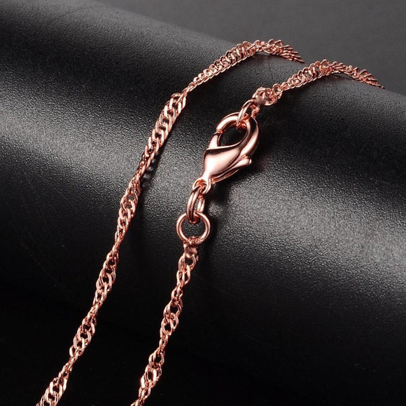 Rose Gold Plated Twisted Curb 2mm Necklace 17