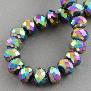 Chinese Crystal Faceted Rondelle - Northern Light Metallic