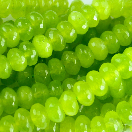 Olive Jade Faceted Rondelle 10mm
