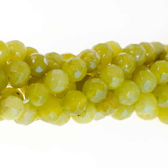 Olive Jade Faceted Round Bead 8mm