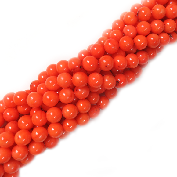 Orange Coral Round Beads 4mm