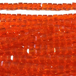 Chinese Crystal Faceted Cube 5mm - Orange