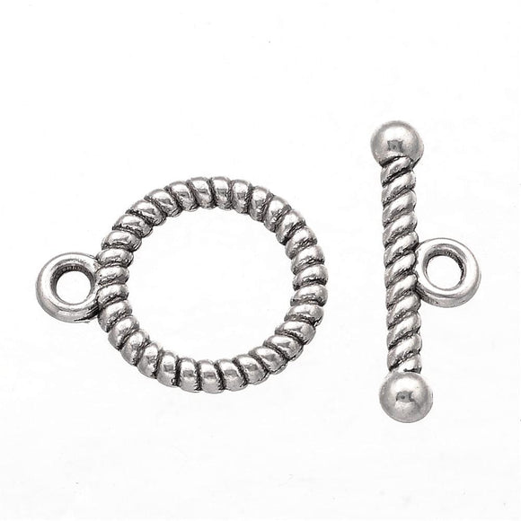 Pewter Silver Rope Toggle 13mm (10 sets)