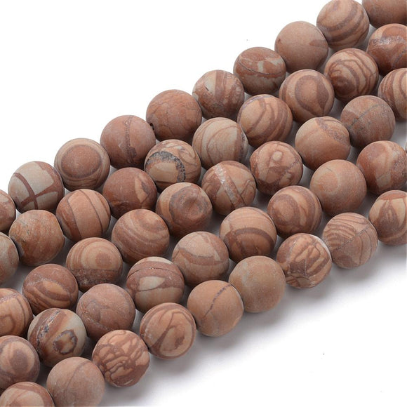 Picture Jasper Frosted Round 8mm