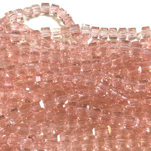 Chinese Crystal Faceted Cube 5mm - Pink