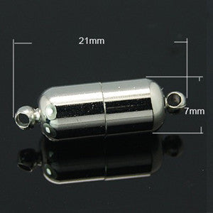 Platinum Plated Brass Magnetic Tube Clasp 7x21mm (5 pcs)