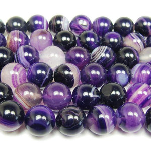 Purple Stripe Agate Round Beads 8mm
