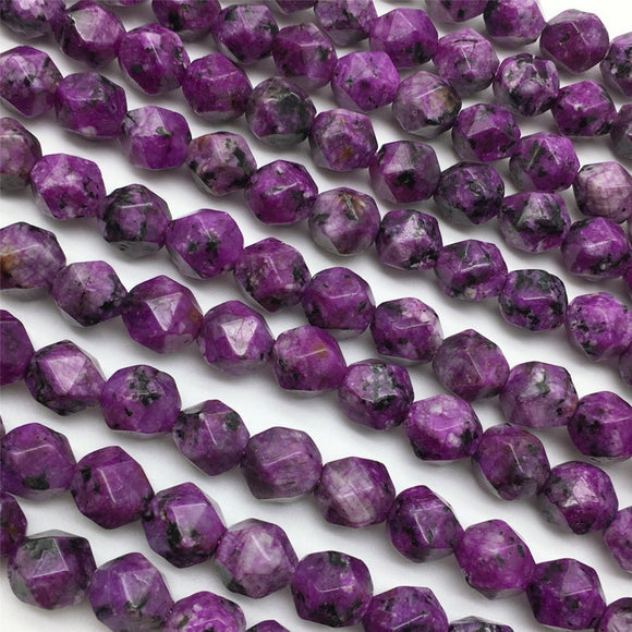Purple Sesame Jasper Star Cut Faceted Round 8mm