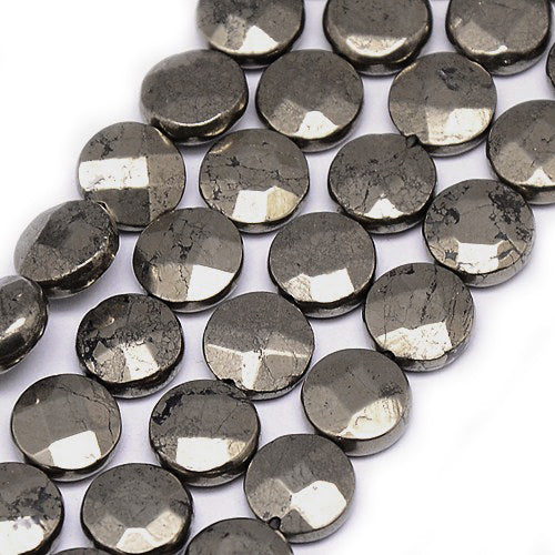 Pyrite Faceted Coin 10mm