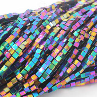 Rainbow Hematite Cube 3mm and 4mm