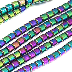 Rainbow Hematite Tube 3x3mm