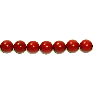 Shell Pearl Round Beads - Red