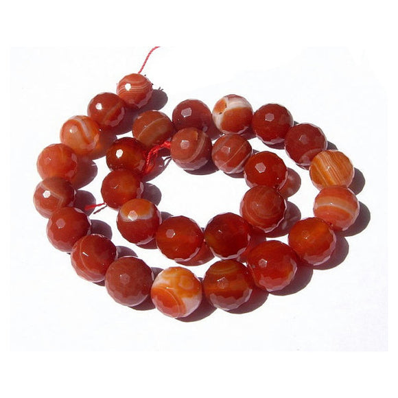 Red Stripe Agate Faceted Round 14mm