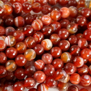 Red Stripe Agate Faceted Round 4mm