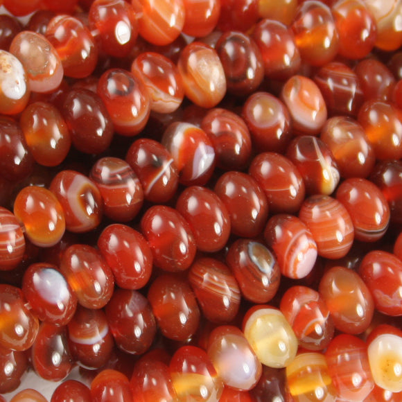 Red Stripe Agate Rondelle 8mm