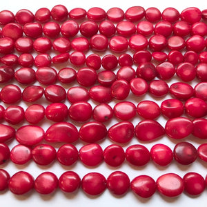 Red Coral Flat Free Form Round  10-14mm