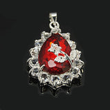 Glass Drop w/Rhinestone Pendant 22x30mm