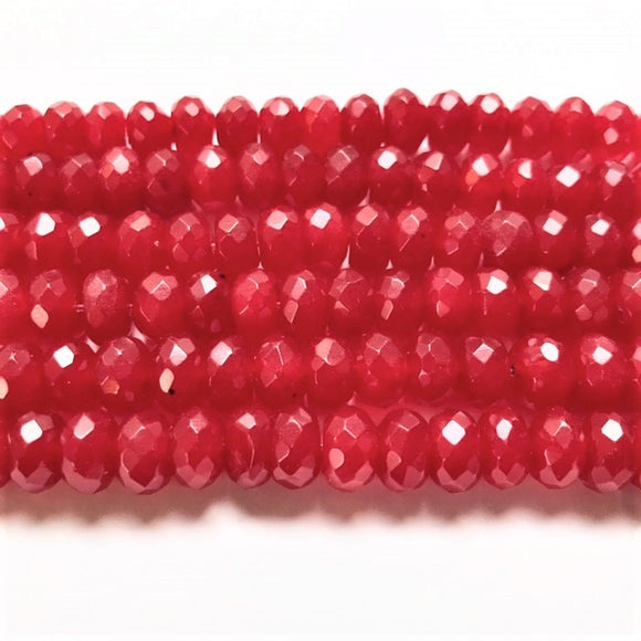Red Jade Dyed Faceted Rondelle 10mm