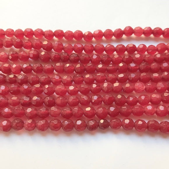 Red Jade Dyed Faceted Round Bead 6mm