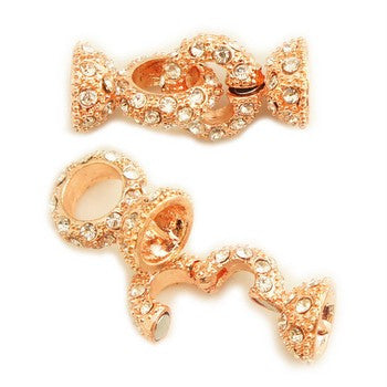 Rose Gold Plated Brass Rhinestone Magnetic Clasp 14x30mm