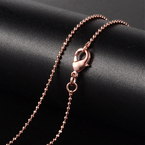 Rose Gold Plated Brass Faceted Ball 1.2mm Necklace 17