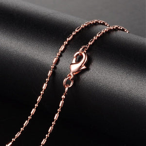 Rose Gold Plated Bead & Oval Necklace 17" 1mm Thick