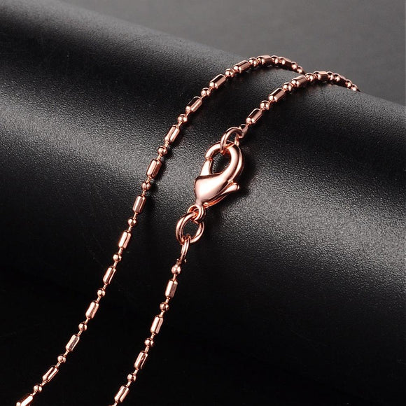 Rose Gold Plated Bead & Oval Necklace 17