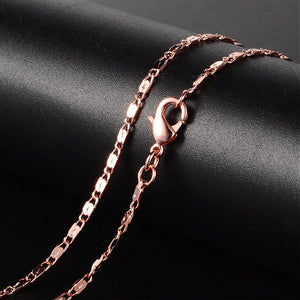 Rose Gold Plated Brass Flat 2mm Necklace 18"