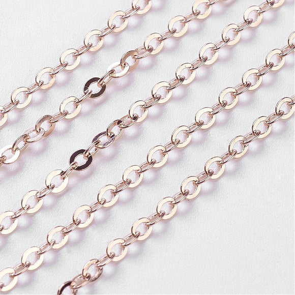 Rose Gold Brass Cable 3x4mm Chain by Foot (3 feet minimum)