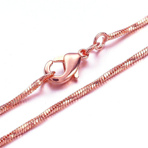 Rose Gold Plated Twisted Square Snake Necklace 18