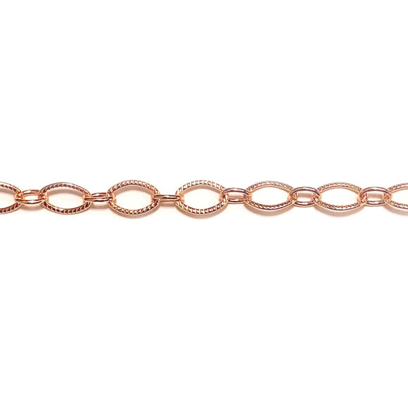 Rose Gold Plated Brass Cable Texture 6x9mm Chain by Foot (3 feet minimum)