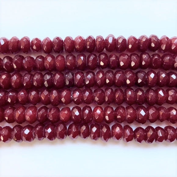 Ruby Jade Dyed Faceted Rondelle 10mm
