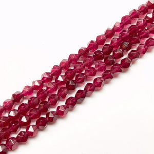 Ruby Jade Dyed Star Cut Faceted Round 8mm