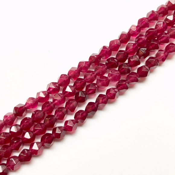 Ruby Jade Dyed Star Cut Faceted Round 8mm