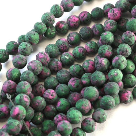 Ruby Zoisite Frosted Round 8mm