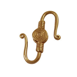 Antique Gold Plated Brass S-Clasp 15x25mm (10 pcs)