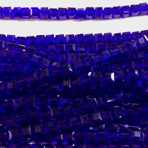 Chinese Crystal Faceted Cube 5mm - Sapphire Blue