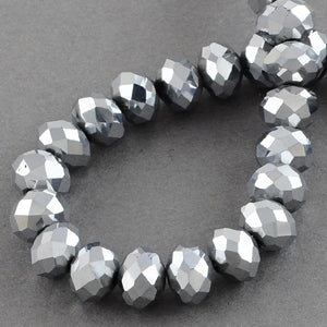 Chinese Crystal Faceted Rondelle - Silver Metallic