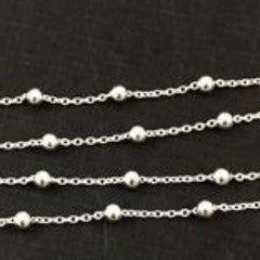 Silver Plated Brass Cable 2x3mm w/4mm Bead Chain by Foot (3 feet minimum)